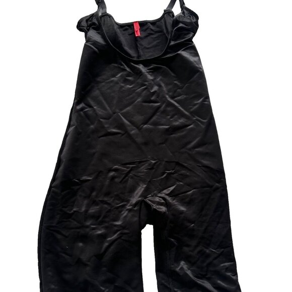 Spanx LG Skinny Britches Open-Bust Mid-Thigh Bodysuit Black Slimming - Picture 1 of 6